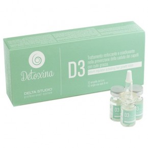 Delta Studio Detoxina D3 serumas galvos odos sebumo reguliavimui, 12x6 ml