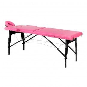 Juodos medienos sulankstomas masažo stalas Komfort Fizjo, rožinis