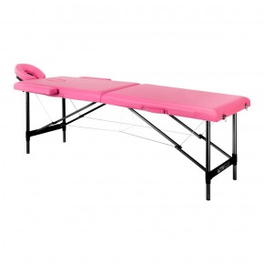 Juodo aliuminio sulankstomas masažo stalas Komfort Fizjo, rožinis