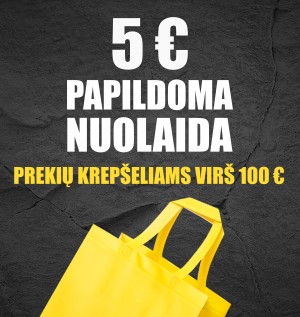 Papildoma 5 € nuolaida prekių krepšeliams virš 100 €